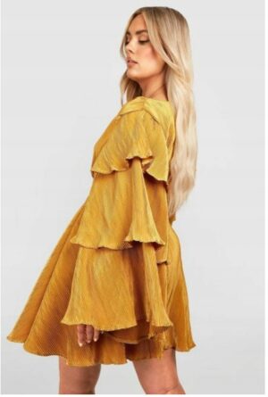 M3B24 BOOHOO PLUS SUKIENKA PLUSZOWA ŻÓŁTA 54 - obrazek 2