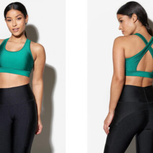 X1B204 TONED ZIELONY TOP SPORTOWY KRZYŻOWANY NA PLECACH 40