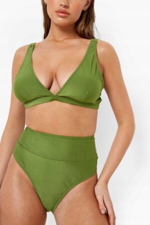 X9C118 BOOHOO ZIELONE FIGI BIKINI WYSOKI STAN XXL - obrazek 3