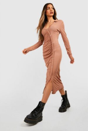 X1B015 BOOHOO SUKIENKA DAMSKA BRĄZOWA MIDI 44 - obrazek 2