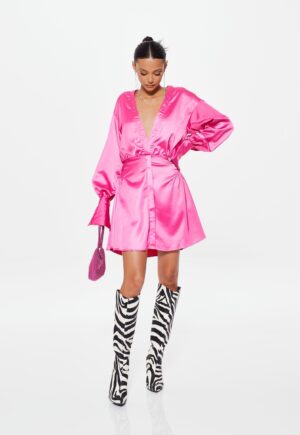 M1E211 MISSGUIDED TALL SATYNOWA SUKIENKA RÓŻ 36 S