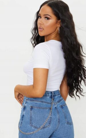 M0D315 DOPASOWANA KRÓTKA BLUZKA CROPPED BIAŁA PRETTYLITTLETHING S - obrazek 5