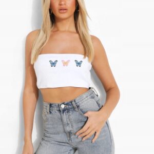 Z1G214 BOOHOO BIAŁY CROP TOP BANDEAU 38 M