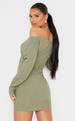 X0D206 PLT ASYMETRYCZNA MINI SUKIENKA KHAKI 36 S - obrazek 3