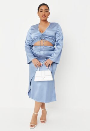 M1E315 MISSGUIDED PLUS SATYNOWA BLUZKA KRÓTKA 44 - obrazek 4