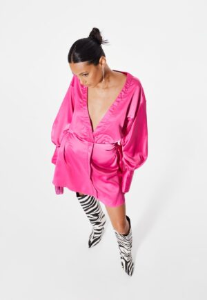 M1E211 MISSGUIDED TALL SATYNOWA SUKIENKA RÓŻ 36 S - obrazek 3