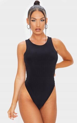 Z8F010 PLT DAMSKIE DOPASOWANE CZARNE BODY TOP 38 M - obrazek 2