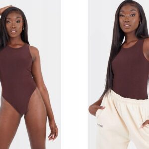 X9F010 DOPASOWANE BRĄZOWE BODY PRETTYLITTLETHING 38