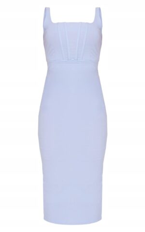 Z5G014 DOPASOWANA SUKIENKA OŁÓWKOWA NIEBIESKA PRETTYLITTLETHING 36 - obrazek 3