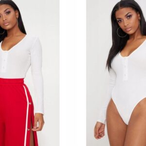 Z7F102 DOPASOWANE BIAŁE ODY PRĄŻKOWANE PRETTYLITTLETHING 36