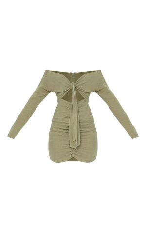 X0D206 PLT ASYMETRYCZNA MINI SUKIENKA KHAKI 36 S - obrazek 2