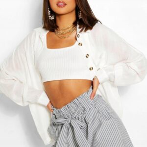 Z1A030 BOOHOO SPODENKI DAMSKIE KRÓTKIE SZARE W PASKI CASUAL 42