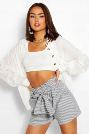 Z1A030 BOOHOO SPODENKI DAMSKIE KRÓTKIE SZARE W PASKI CASUAL 42
