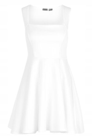 M8E201 BOOHOO BIAŁA ROZKLOSZOWANA SUKIENKA MINI 40 L - obrazek 2