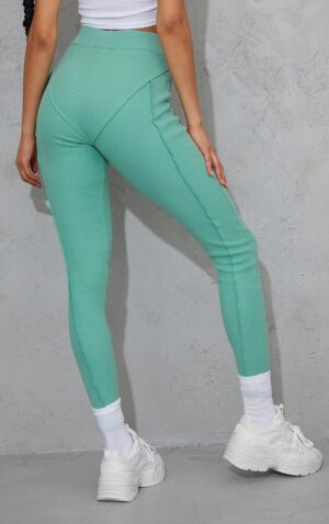 X5B204 PLT ZIELONE LEGGINSY PRĄŻKOWANE 38 M - obrazek 5
