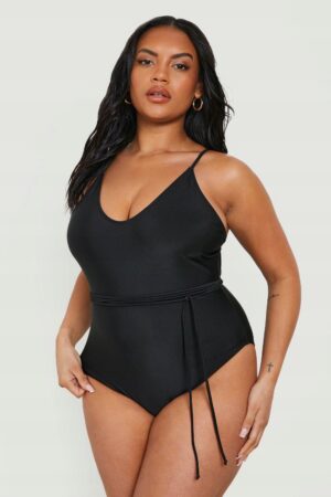 M0D023 BOOHOO PLUS SIZE STRÓJ KĄPIELOWY CZARNY 52 - obrazek 3