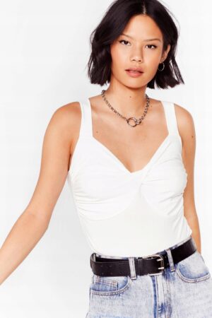 Z6F115*NASTY GAL BIAŁE BODY MARSZCZENIE M 38 A00 - obrazek 4