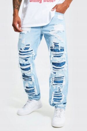M3B31 BOOHOO SPODNIE JEANS NIEBIESKIE MĘSKIE 34 - obrazek 3