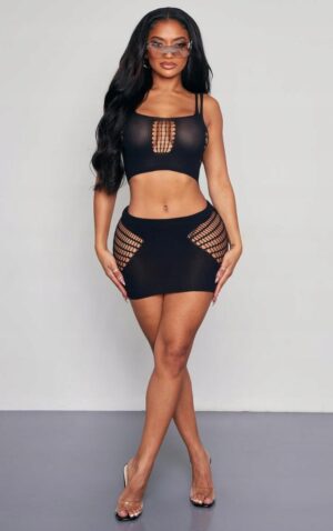 X6F002 PRETTYLITTLETHING TOP NA RAMIĄCZKACH CZARNY DAMSKI L/XL - obrazek 3