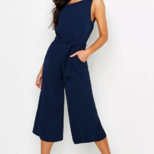 Z1B213 BOOHOO GRANATOWY KOMBINEZON TYPU KULOTY L