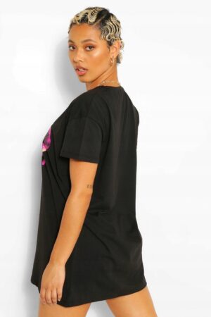 Z6G213 BOOHOO CZARNA SUKIENKA NADRUK M/L M/L