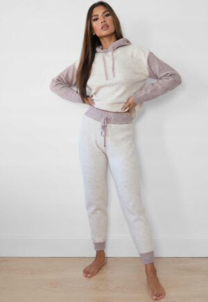 M1E312 MISSGUIDED TALL SPODNIE Z DZIANINY BEŻ 34