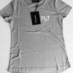 M6C113 PLT DAMSKI SZARY T-SHIRT SPORTOWY Z LOGO 36