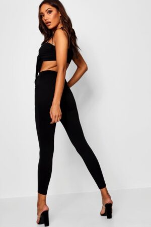 Z1G201 BOOHOO DAMSKIE CZARNE LEGGINSY KIESZENIE M - obrazek 3
