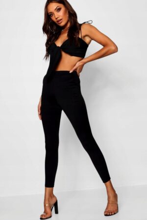 Z1G201 BOOHOO DAMSKIE CZARNE LEGGINSY KIESZENIE M