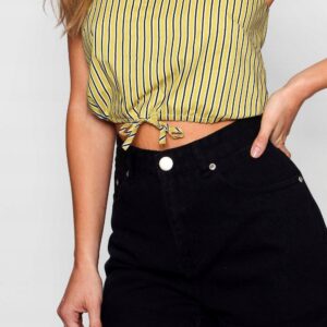 Z2B010 BOOHOO PETITE CZARNE SZORTY JEANS S S