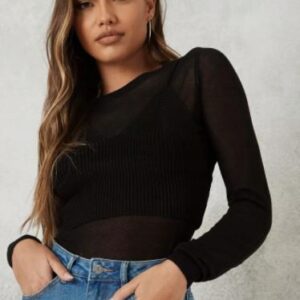 Z6F201 MISSGUIDED CZARNA BLUZKA DZIANINA XS XS