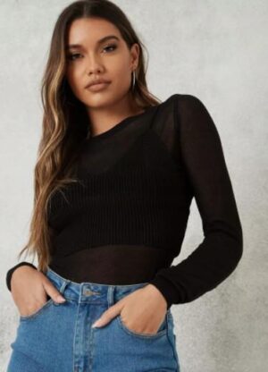 Z6F201 MISSGUIDED CZARNA BLUZKA DZIANINA XS XS