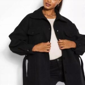 M6E33 BOOHOO TALL KOSZULA BLEZER WEŁNA CZARNA XL 42