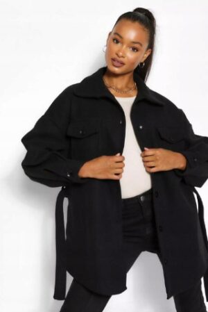 M6E33 BOOHOO TALL KOSZULA BLEZER WEŁNA CZARNA XL 42