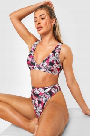 M3F320 BOOHOO DÓŁ OD BIKINI WYSOKI TROPIKALNY 36