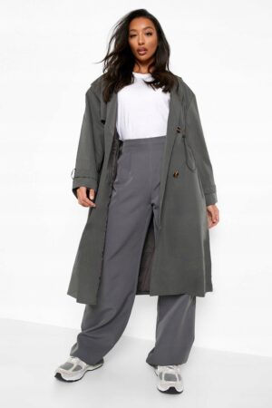 X5F305 BOOHOO SZARY PŁASZCZ TRENCZ OVERSIZE 36 S - obrazek 3