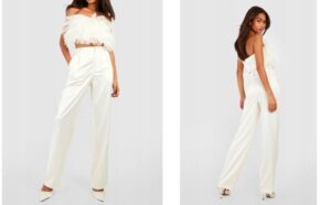 M1C202 BOOHOO PROSTE SPODNIE DAMSKIE ELEGANCKIE SATYNOWE 42