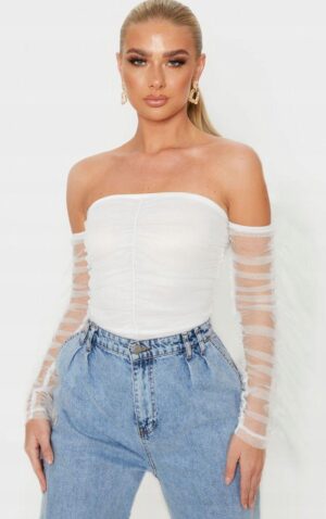 X3D016 PRETTYLITTLETHING DAMSKIE BODY BIAŁE 40 L L - obrazek 5