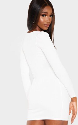 Z3A017 PRETTYLITTLETHING BIAŁA SUKIENKA PROSTA DŁUGI RĘKAW 38 - obrazek 5
