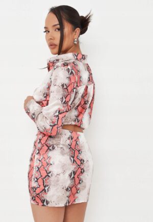 M8D201 MISSGUIDED SPÓDNICZKA MINI W WĘŻOWY WZÓR SATYNOWA NA ZAMEK 42 - obrazek 4