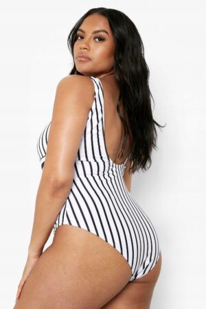 X9D301 BOOHOO PLUS STRÓJ KĄPIELOWY PASKI 48 4XL - obrazek 3
