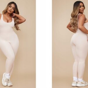 M0A112 RÓŻOWY KOMBINEZON PRĄŻKOWANY BEZ RĘKAWÓWPRETTYLITTLETHING 36