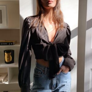 X0F310 QED LONDON CZARNA BLUZKA WIĄZANA XL XL