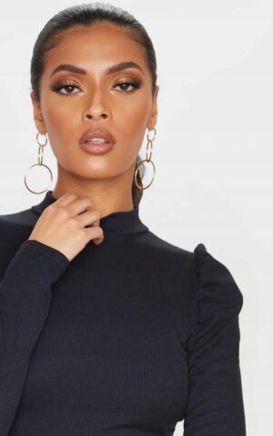 K1A106 PRETTYLITTLETHING DAMSKA CZARNA BLUZKA Z DŁUGIM RĘKAWEM CASUAL 36 - obrazek 4