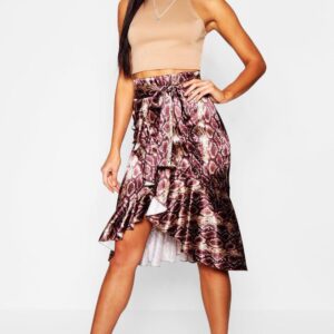 Z4D113 BOOHOO WĄŻ SPÓDNICA SATYNOWA M M