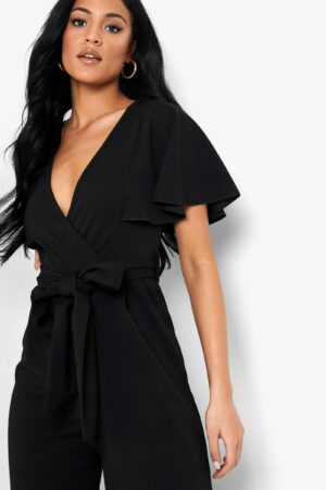 M3D011 ELEGANCKI BIAŁY KOMBINEZON SZEROKIE NOGAWKI BIAŁY BOOHOO TALL 38 - obrazek 5