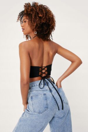 X0F314*NASTY GAL CZARNY TOP SZNUROWANY L 40 A00 - obrazek 5