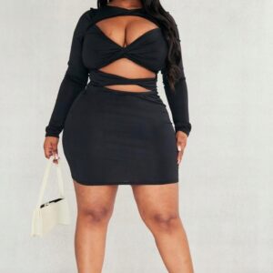 M8A010 DOPASOWANA SUKIENKA Z WYCIĘCIAMI PLUS SIZE PRETTYLITTLETHING 44