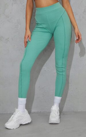 X5B204 PLT ZIELONE LEGGINSY PRĄŻKOWANE 38 M