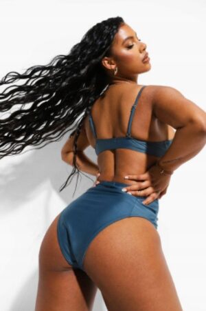 X9B211 BOOHOO ZIELONE BIKINI WYSOKI STAN DÓŁ 40 L - obrazek 4